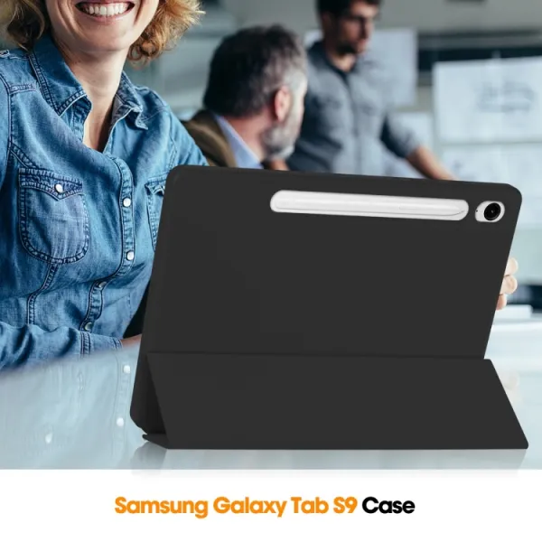 LEATHER Zaklápací kryt Samsung Galaxy Tab S9 FE / Tab S10 FE / Tab S10 Lite čierny