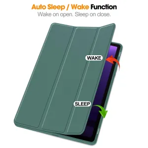 LEATHER Zaklápací kryt Samsung Galaxy Tab S9 FE / Tab S10 FE / Tab S10 Lite tmavozelený