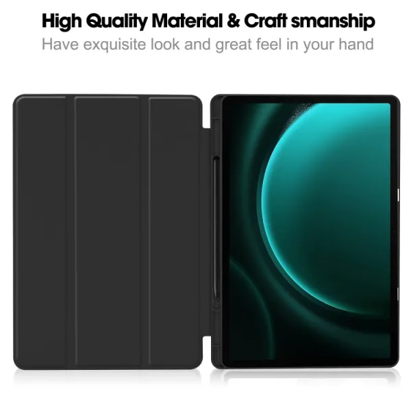 LEATHER Zaklápací kryt Samsung Galaxy Tab S9 FE+ čierny