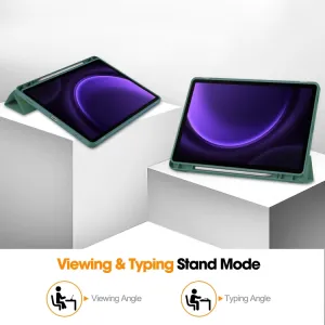 LEATHER Zaklápací kryt Samsung Galaxy Tab S9 FE / Tab S10 FE / Tab S10 Lite tmavozelený