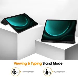 LEATHER Zaklápací kryt Samsung Galaxy Tab S9 FE+ čierny