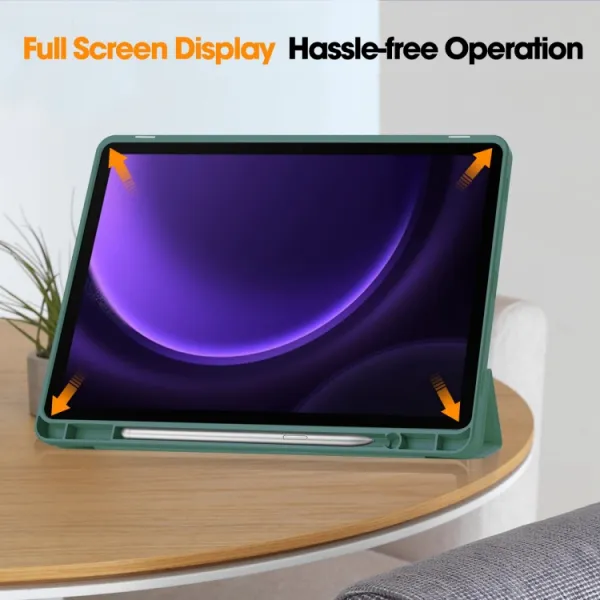LEATHER Zaklápací kryt Samsung Galaxy Tab S9 FE / Tab S10 FE / Tab S10 Lite tmavozelený