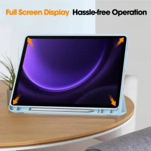 LEATHER Zaklápací kryt Samsung Galaxy Tab S9 FE / Tab S10 FE / Tab S10 Lite svetlomodrý