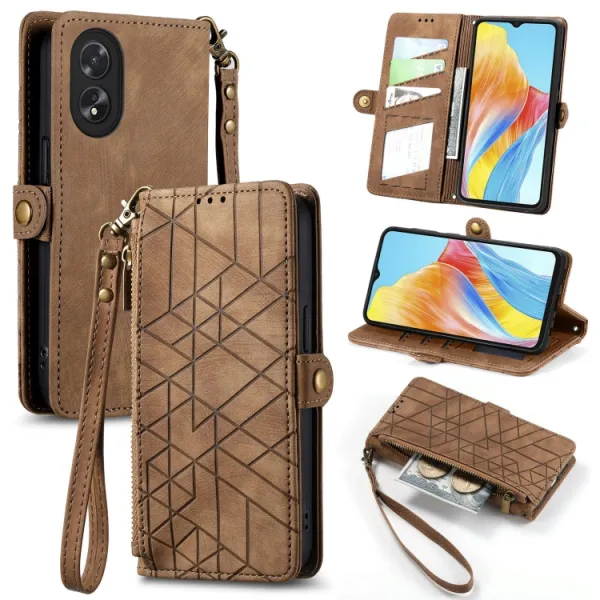 GEOM Peňaženkové puzdro pre Oppo A38 hnedé