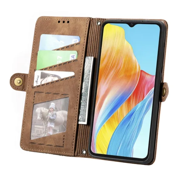GEOM Peňaženkové puzdro pre Oppo A38 hnedé