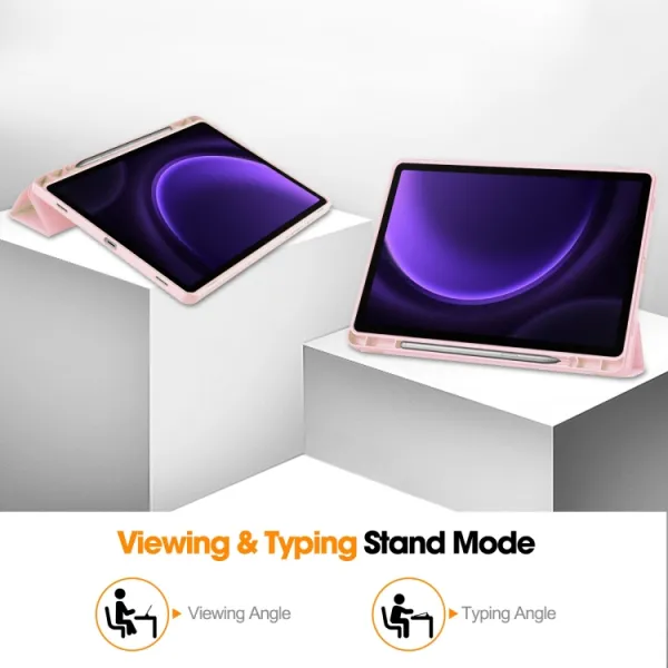 LEATHER Zaklápací kryt Samsung Galaxy Tab S9 FE / Tab S10 FE / Tab S10 Lite ružový