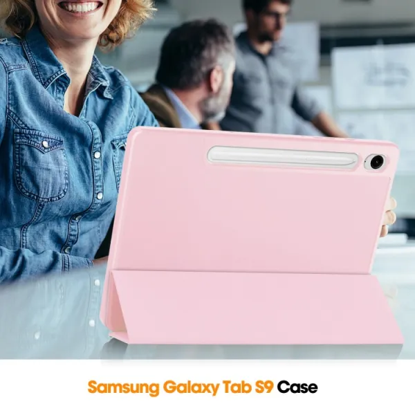 LEATHER Zaklápací kryt Samsung Galaxy Tab S9 FE / Tab S10 FE / Tab S10 Lite ružový
