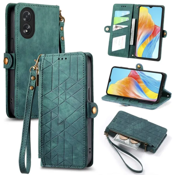 GEOM Peňaženkové puzdro pre Oppo A38 zelené