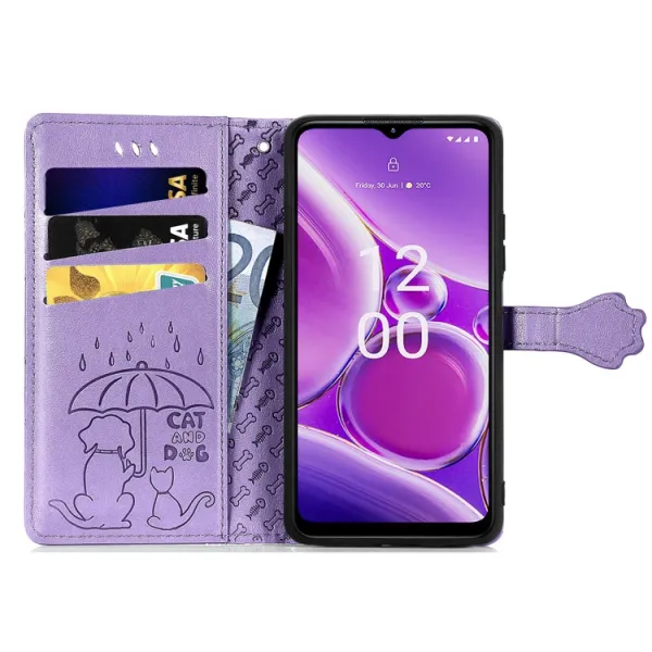 ART Peňaženkový kryt Nokia G42 5G ANIMALS fialový