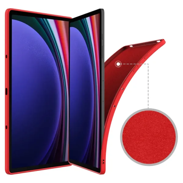 RUBBER Ochranný kryt pre Samsung Galaxy Tab S9 FE+ / S9+ / S10+ červený