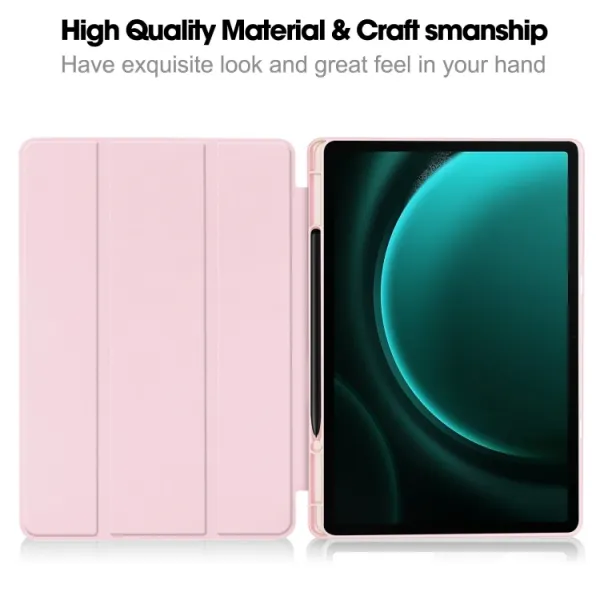 LEATHER Zaklápací kryt Samsung Galaxy Tab S9 FE+ ružový