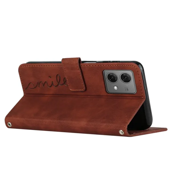 ART SMILE Peňaženkový kryt so šnúrkou Motorola Moto G84 5G hnedý