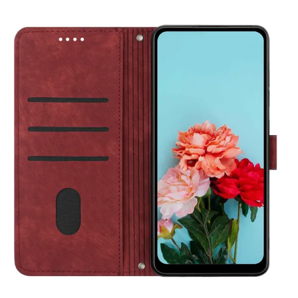 STRIPE Peňaženkové puzdro s remienkom Sony Xperia 5 V červený