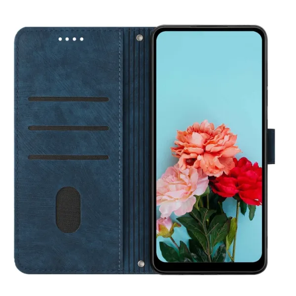 STRIPE Peňaženkové puzdro s remienkom Sony Xperia 5 V modrý