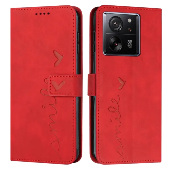 ART SMILE Peňaženkový kryt so šnúrkou Xiaomi 13T / Xiaomi 13T Pro červený