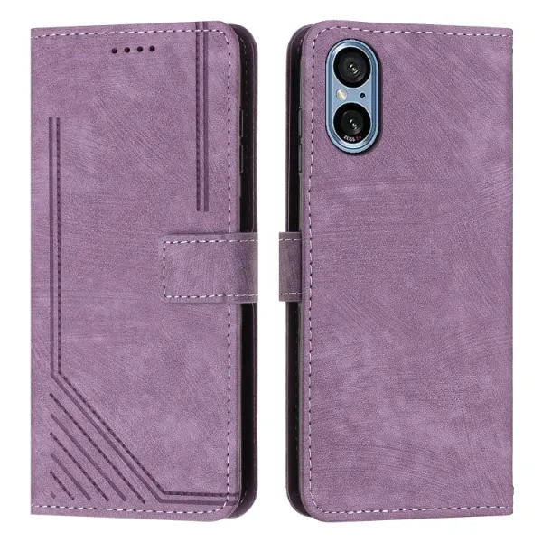 STRIPE Peňaženkové puzdro s remienkom Sony Xperia 5 V fialový