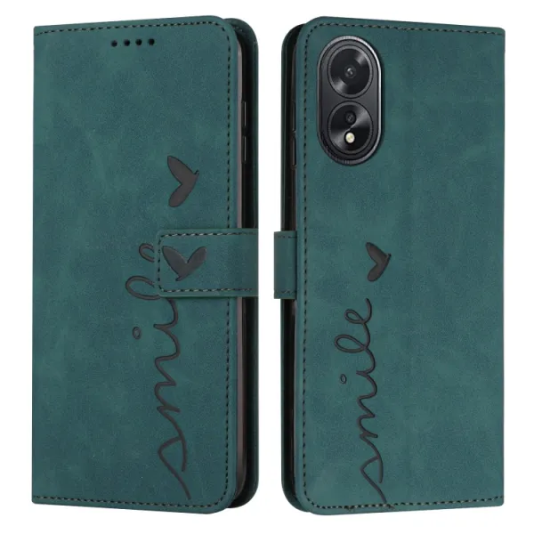 ART SMILE Peňaženkový kryt so šnúrkou Oppo A38 zelený