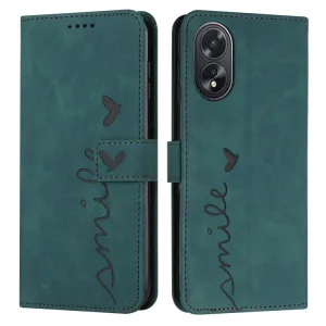 ART SMILE Peňaženkový kryt so šnúrkou Oppo A38 zelený