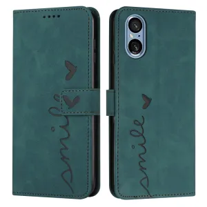 ART SMILE Peňaženkový obal s remienkom pre Sony Xperia 5 V zelený