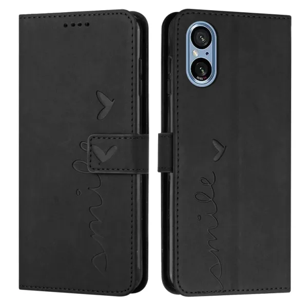 ART SMILE Peňaženkový obal s remienkom pre Sony Xperia 5 V čierny