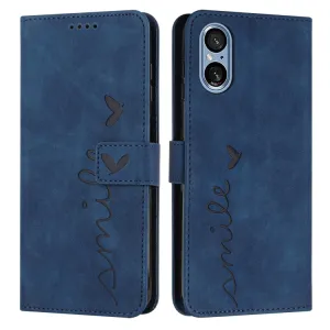 ART SMILE Peňaženkový obal s remienkom pre Sony Xperia 5 V modrý