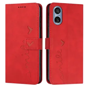 ART SMILE Peňaženkový obal s remienkom pre Sony Xperia 5 V červený