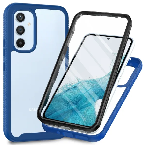 DUAL Obojstranný kryt s fóliou Samsung Galaxy A54 5G tmavomodrý