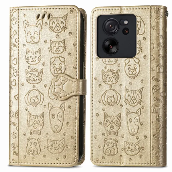ART Peňaženkový kryt Xiaomi 13T / 13T Pro ANIMALS zlatý
