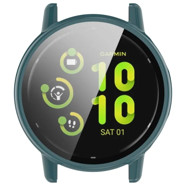 PC FULL COVER Plastový kryt so sklom pre Garmin Vivoactive 5 zelený