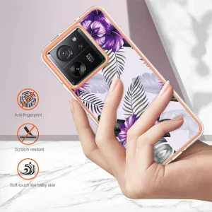 IMD MARBLE Ochranný kryt Xiaomi 13T / 13T Pro PURPLE FLOWER