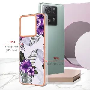 IMD MARBLE Ochranný kryt Xiaomi 13T / 13T Pro PURPLE FLOWER