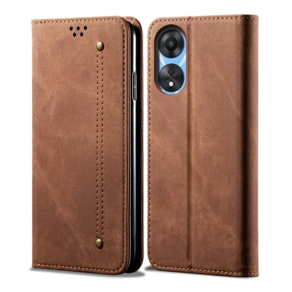 DENIM Peňaženkový kryt pre Oppo A78 5G hnedý