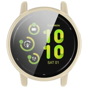 PC FULL COVER Plastový kryt so sklom pre Garmin Vivoactive 5 béžový