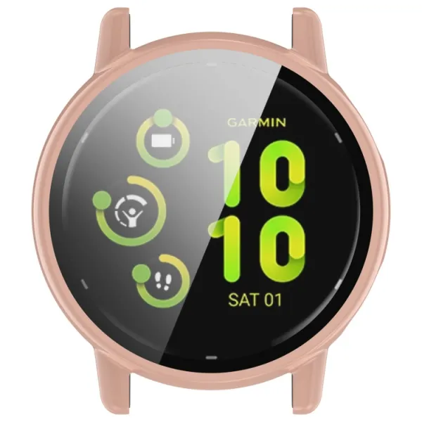 PC FULL COVER Plastový kryt so sklom pre Garmin Vivoactive 5 ružový
