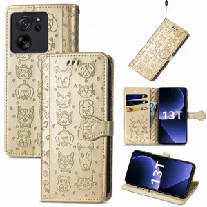 ART Peňaženkový kryt Xiaomi 13T / 13T Pro ANIMALS zlatý