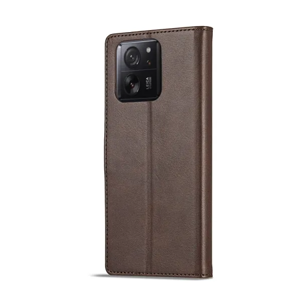 IMEEKE Peňaženkový obal pre Xiaomi 13T / 13T Pro tmavohnedý