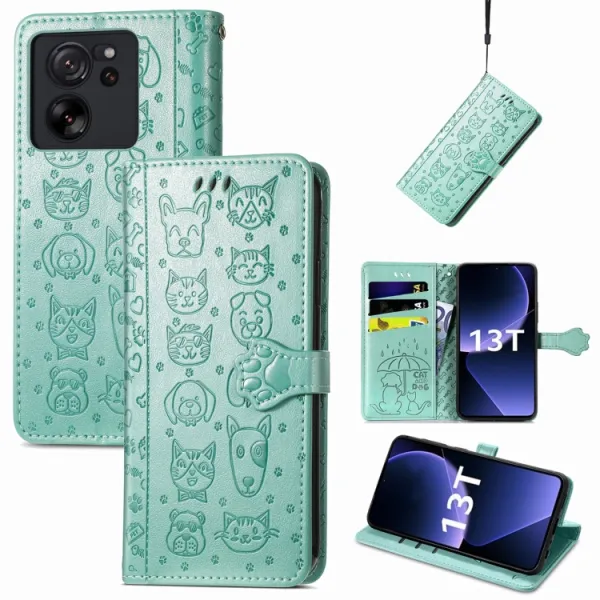 ART Peňaženkový kryt Xiaomi 13T / 13T Pro ANIMALS zelený