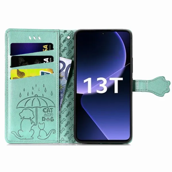 ART Peňaženkový kryt Xiaomi 13T / 13T Pro ANIMALS zelený