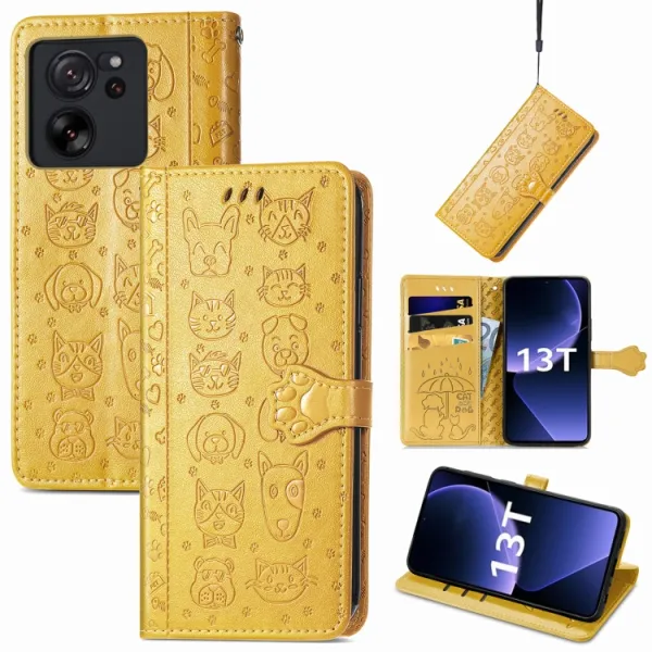 ART Peňaženkový kryt Xiaomi 13T / 13T Pro ANIMALS žltý