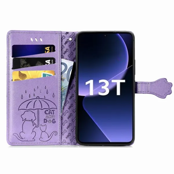 ART Peňaženkový kryt Xiaomi 13T / 13T Pro ANIMALS fialový