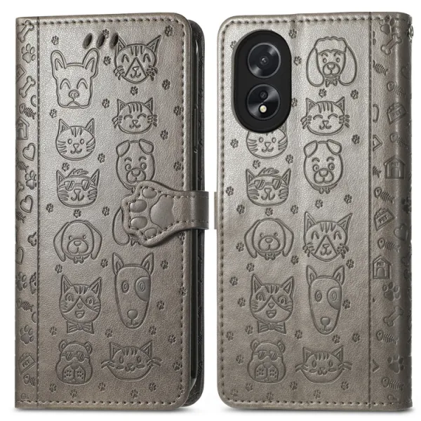 ART ANIMALS Peňaženkový obal pre Oppo A38 šedý