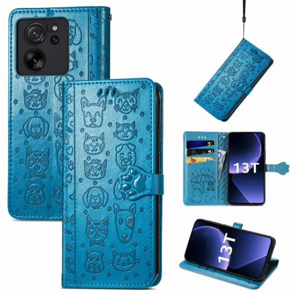 ART Peňaženkový kryt Xiaomi 13T / 13T Pro ANIMALS modrý