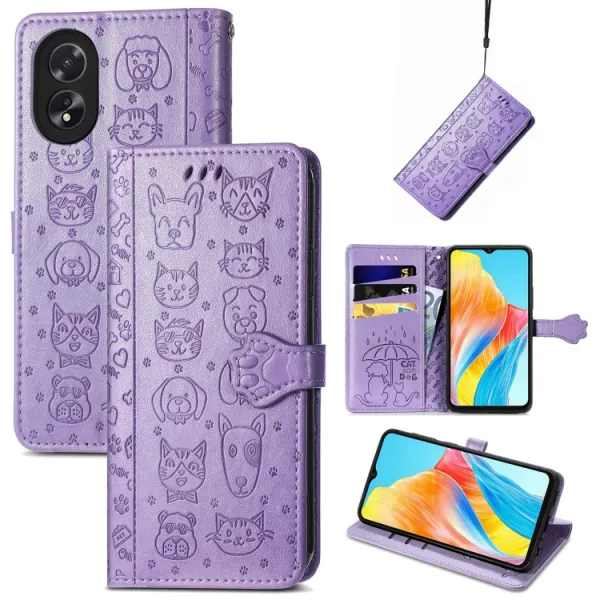ART ANIMALS Peňaženkový obal pre Oppo A38 fialový