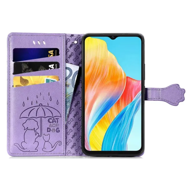 ART ANIMALS Peňaženkový obal pre Oppo A38 fialový