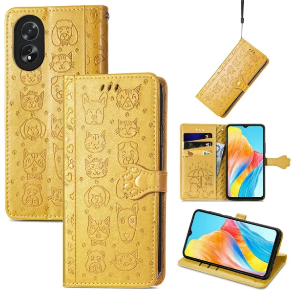 ART ANIMALS Peňaženkový obal pre Oppo A38 žltý