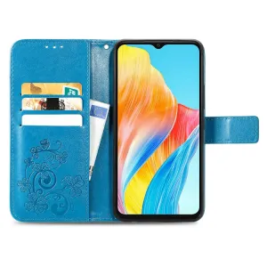 ART FLOWERS Peňaženkový obal pre Oppo A38 modrý