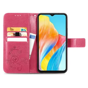 ART FLOWERS Peňaženkový obal pre Oppo A38 tmavoružový