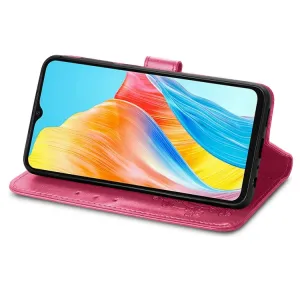 ART FLOWERS Peňaženkový obal pre Oppo A38 tmavoružový