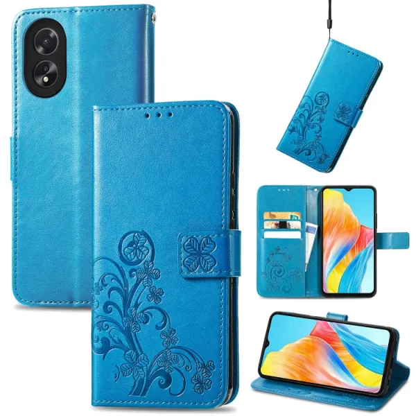 ART FLOWERS Peňaženkový obal pre Oppo A38 modrý