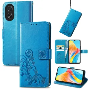 ART FLOWERS Peňaženkový obal pre Oppo A38 modrý
